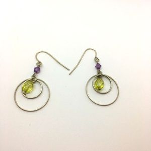 Simple silver drop earrings round dangle